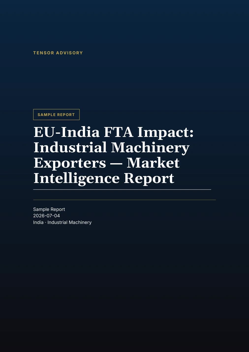 EU–India FTA machinery MIR sample cover